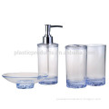 Transparent Acrylic plastic bathroom accessory set 4pcs